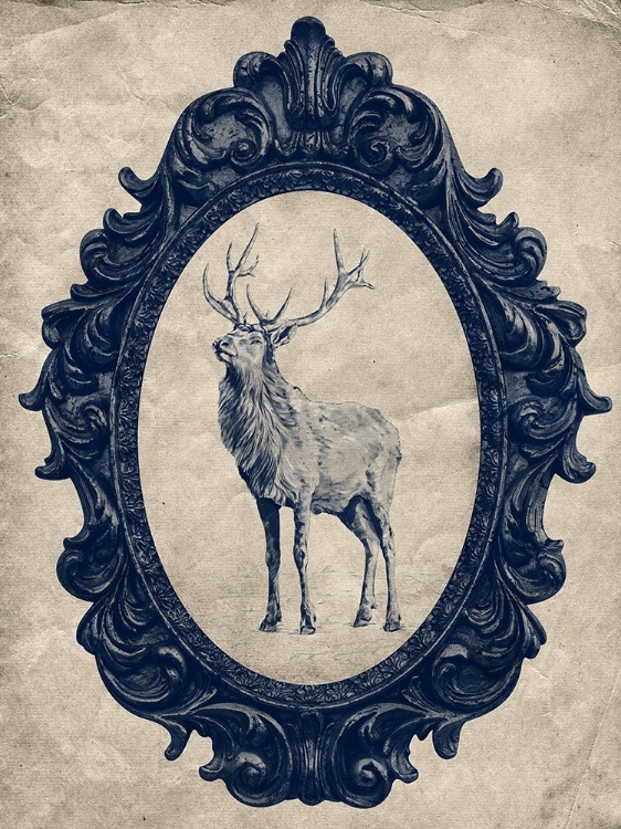 Picture of FRAMED ELK IN NAVY