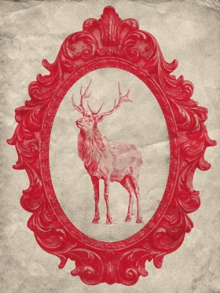 Picture of FRAMED ELK IN CRIMSON