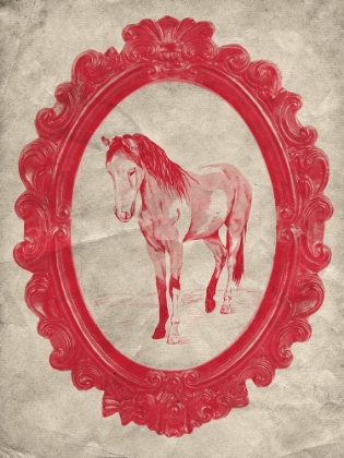 Picture of FRAMED PAINT HORSE IN CRIMSON