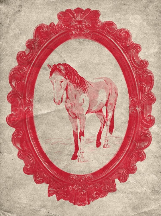 Picture of FRAMED PAINT HORSE IN CRIMSON