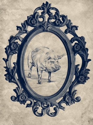 Picture of FRAMED PIG IN NAVY