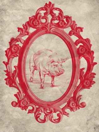 Picture of FRAMED PIG IN CRIMSON