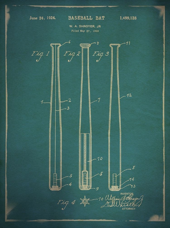 Picture of BASEBALL BAT PATENT BLUE