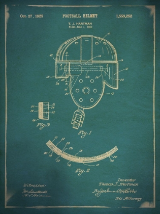 Picture of VINTAGE FOOTBALL HELMET PATENT BLUE