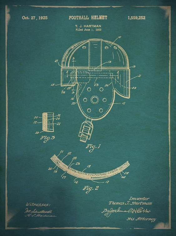 Picture of VINTAGE FOOTBALL HELMET PATENT BLUE