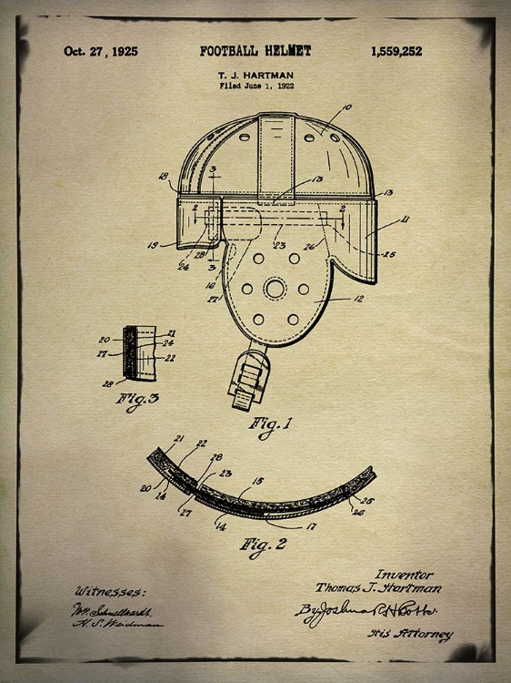 Picture of VINTAGE FOOTBALL HELMET PATENT BUFF