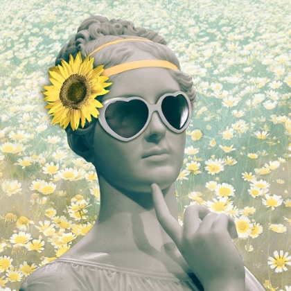 Picture of HIPSTER STATUE WITH SUNFLOWERS