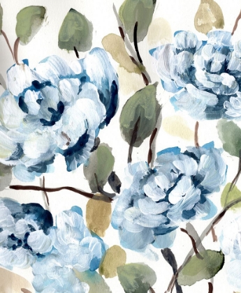 Picture of BLUE FARMHOUSE PEONIES I