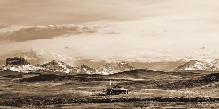 Picture of MOUNTAIN CABIN III SEPIA CROP