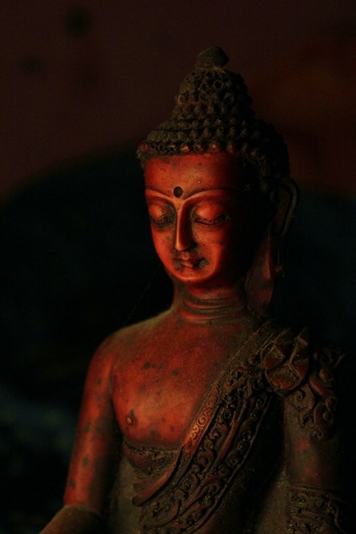 Picture of ANTIQUE GOLD AND RED BUDDHA STATUE I