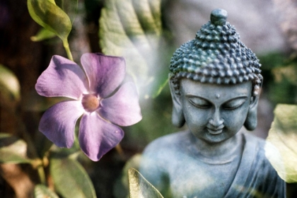 Picture of BLUE BUDDHA STATUE WITH FLOWER