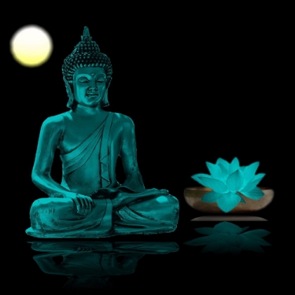 Picture of BLUE BUDDHA STATUE WITH LOTUS