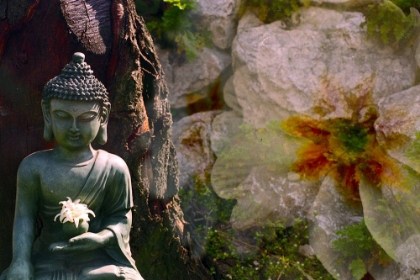 Picture of GREEN BUDDHA STATUE WITH FLOWER