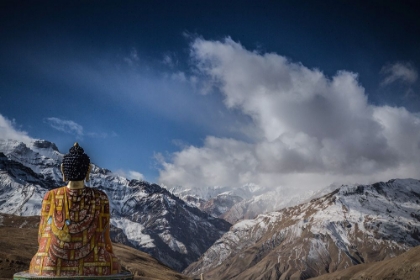 Picture of SITTING BUDDHA OVERLOOKING MOUNTAINS
