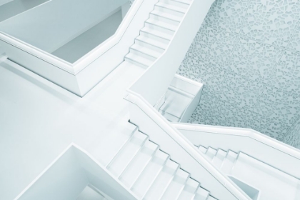 Picture of A SNOW-WHITE STAIRWAY IN A BUILDING IN COLOGNE