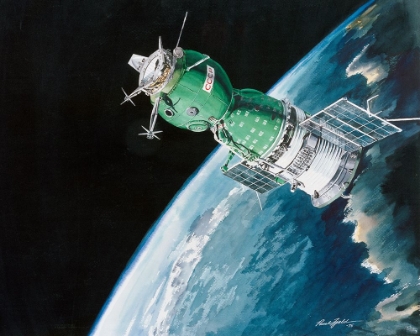 Picture of ARTISTS CONCEPT OF THE SOVIET ASTP SOYUZ SPACECRAFT IN 1975