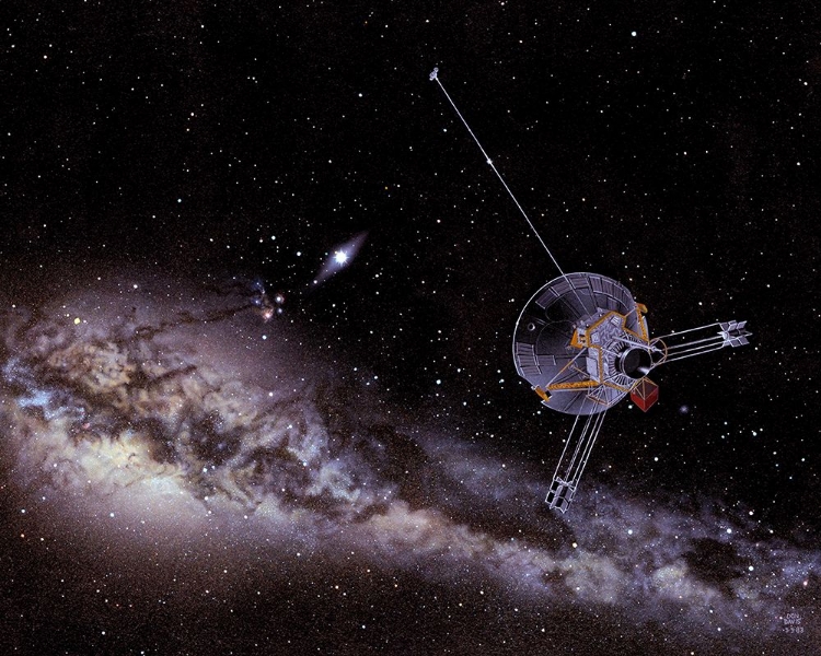 Picture of ARTISTS IMPRESSION OF PIONEER 10 AND THE INNER SOLAR