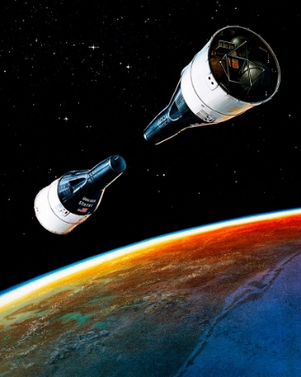 Picture of ARTIST CONCEPT OF GEMINI 6 AND 7 SPACECRAFTS