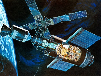 Picture of ARTIST CONCEPT OF SKYLAB SPACE STATION IN EARTH ORBIT