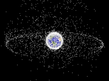 Picture of A CGI OF SPACE DEBRIS BEING TRACKED IN EARTH ORBIT