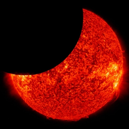 Picture of MOON CROSSING THE SUN CAPTURED BY NASA’S SOLAR DYNAMICS OBSERVATORY