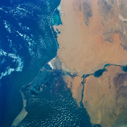 Picture of SKYLAB 3 EARTH VIEW OF THE NILE DELTA - EGYPT AND SUEZ CANAL