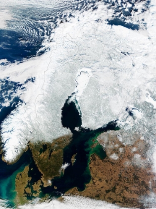 Picture of SNOW COVERED SCANDINAVIA FROM SPACE