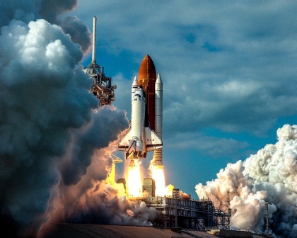 Picture of SPACE SHUTTLE COLUMBIA CLIMBS INTO ORBIT FROM LAUNCH PAD 39B - 1996