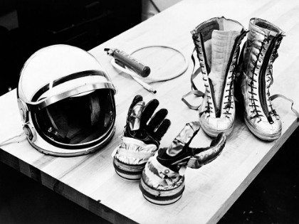 Picture of SOME OF THE MERCURY SUIT COMPONENTS INCLUDING GLOVES - BOOTS AND HELMET - 1961