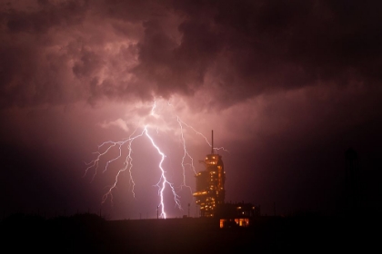 Picture of THE ENDEAVOUR AT LAUNCH PAD 39A AS A STORM PASSES 2011