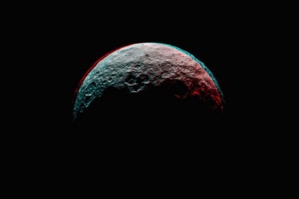 Picture of THIS ANAGLYPH OF CERES TAKEN BY NASAS DAWN SPACECRAFT