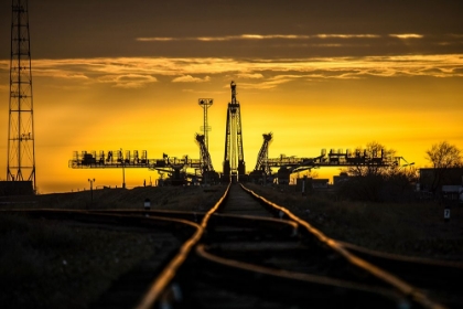 Picture of THE SOYUZ TMA-12M LAUNCH PAD AT THE BAIKONUR COSMODROME - KAZAKHSTAN