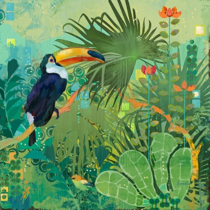 Picture of TOUCANS AND FLOWERS I