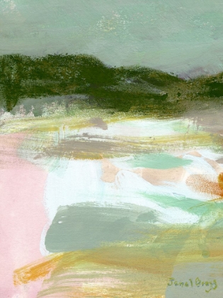Picture of LANDSCAPE IN GREEN, GOLD AND PINK I