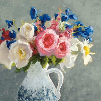 Picture of BOUQUET IN SPANISH JUG I GRAY