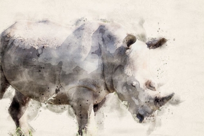 Picture of ABSTRACT AFRICAN RHINOCEROS WATERCOLOR ART
