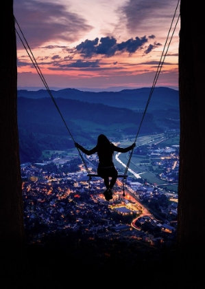 Picture of SILHOUETTE OF A WOMAN ON A SWING