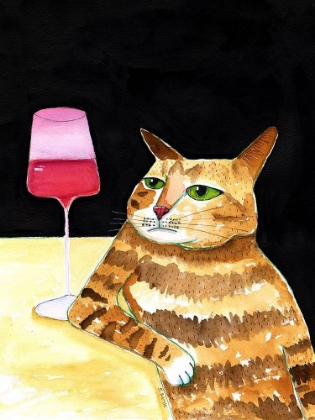 Picture of CAT FRIDAY NIGHT DRINKS WINE FUNNY CAT HUMOUR