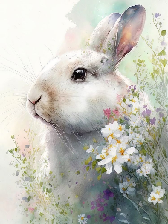 Picture of RABBIT AND FLOWERS 1