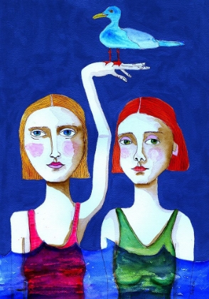 Picture of SWIMMING LADIES WITH BLUE BIRD