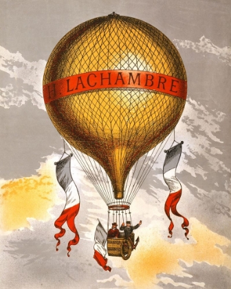 Picture of BALLOON LABELED WITH TWO MEN RIDING IN THE BASKET 1880
