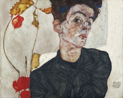 Picture of EGON SCHIELES SELF PORTRAIT WITH PHYSALIS 1912