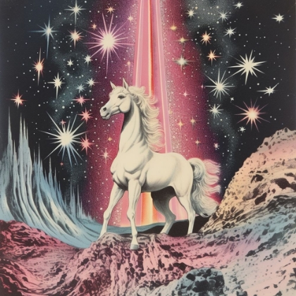 Picture of 1980S MAGICAL HORSE COLLAGE ART