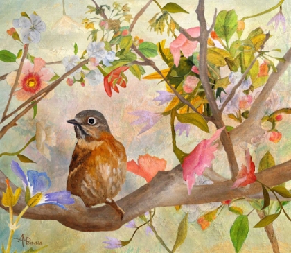Picture of BLUEBIRD ON A BLOSSOMING BRANCH
