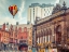 Picture of HOT AIR BALLOON OVER LEEDS CITYSCAPE