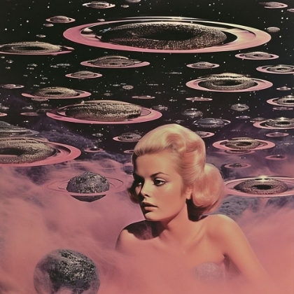 Picture of PINK SPACE BABE COLLAGE ART