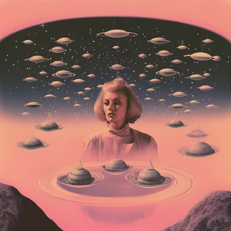 Picture of PINK SPACE BARBIE 2 COLLAGE ART