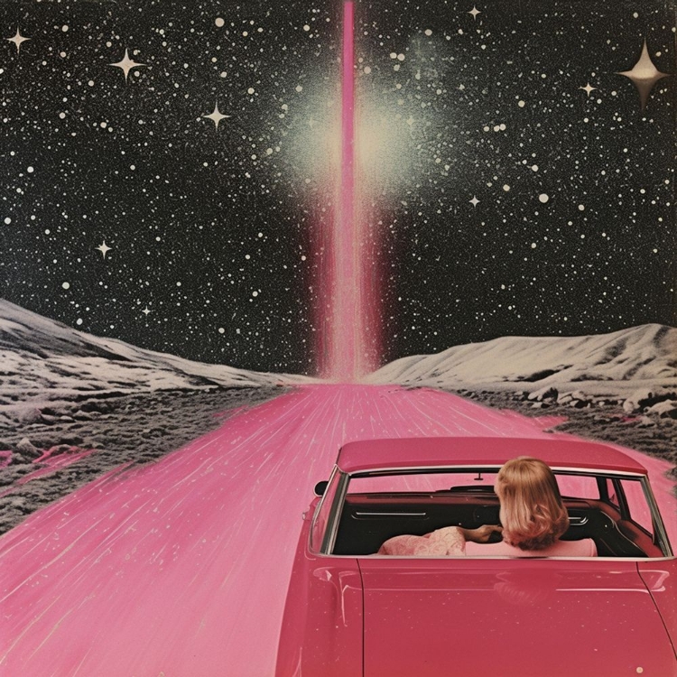 Picture of PINK VINTAGE CAR IN SPACE 3
