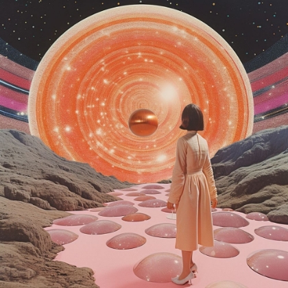 Picture of PORTALS OF ORANGE AND PINK COLLAGE ART