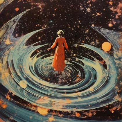 Picture of SWIRLING THROUGH SPACE COLLAGE ART
